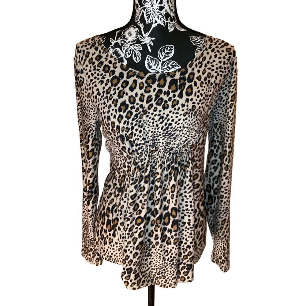 Time And Tru Leopard Maternity Long Sleeve Shirt Jungle Cat Animal Print